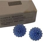 Vtg Avon Earrings Molded Plastic Cluster Summer Berries Blueberry Stud Pierced Photo 1