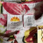 C&C California  White Tropical Fruit Print Short Sleeve Linen Button Front Top Photo 8
