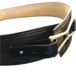 Calvin Klein  Wide Leather/Suede Belt Black Silver Logo Medallion 2.75”W Sz. XL Photo 1