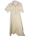 ROSETTA GETTY Beige Twill Cotton Short Sleeve Button Front Dress Size 6 Photo 2