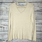 41 Hawthorn V Neck Cable Knit Silk Cashmere Sweater Lg Photo 1