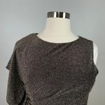 Vince Camuto  Sparkly Ruffled Holiday Sheath Cocktail Dress Metallic Gold Size 16 Photo 6