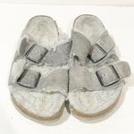 Birkenstock  Arizona Women’s Size 7 Shearling Taupe Grey Suede Buckle Sandal Photo 1
