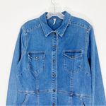 Free People  Dynamite Mini Dress in 70s Blue Denim Button Front Size Medium Photo 7