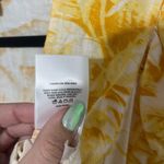 EXPRESS yellow floral linen blend tie front long sleeve crop top Photo 5