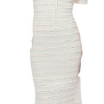 Adelyn Rae Stretch Texture Knit Scoop Neck Short Sleeve Midi Dress Cream Size XS Photo 0