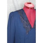 Dress sheer navy lace collar pleated skirt vintage 1980s Blue Size 6 Photo 3