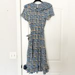 Boden Smocked Yoke Jersey Midi Dress Riviera Blue, Abstract Ditsy Blue Size 8P Photo 4