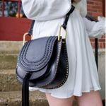 NWT Chloé Hudson Tassel Leather Crossbody Bag Intense Green Women's Small Photo 0