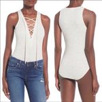 Nordstrom Madison & Berkeley Stripe Lace Up Bodysuit Photo 2