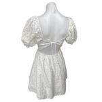 ZARA Women's White Short Puff Sleeve Eyelet Embroidered Fit & Flare Mini Dress M Photo 1
