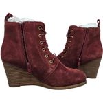 Diba Blake Suede Bootie Burgundy Lace Up Wedge Ankle Boots Women Size 8.5 Red Photo 7