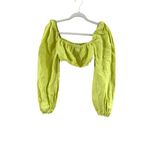 Charlie Holiday  Lime Green Puff Sleeve Crop Top M Photo 3