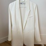 ZARA white blazer with waist tie Photo 0