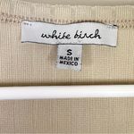 White Birch Light Beige Tan V-Neck Striped Short Sleeve Top Small Photo 7