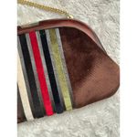 Vintage 70s Made Italy Tortoiseshell Velvet Crossbody Purse Bag Brown Designer Photo 2