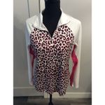 Greg Norman Pink Black Leopard Print 1/4 Zip Golf Long sleeve Shirt Medium Photo 1