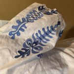 LOVERICHE‎ Small White EMBROIDERED PUFF SLEEVE LINEN SHIRT TUNIC BOHO DRESS Photo 4