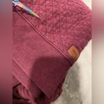 L.L. Bean Size XS Burgundy Quilted Mock Neck Quarter Zip Sweatshirt Leather Pull Red Photo 9