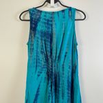 Soft Surroundings  XS Tie Dye Tank Dress Blue Rayon Boho Beachy Summer Midi Maxi Photo 6
