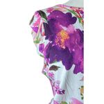 NEW Lascana Flutter Sleeve Flowy Viscose Midi Dress White Purple Pink Floral 8 Photo 3