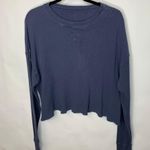 Blue Oversized Cropped Thermal Shirt Top ? Large Photo 5