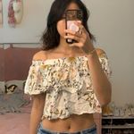 Urban Outfitters LF floral off the shoulder crop top ruffle hem Photo 1