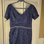 Alyce Paris  Navy Blue Lace Embellished Waist Maxi Evening Cocktail‎ Dress 14 Photo 3