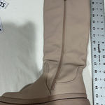 Womans Vivianly Size 7.5 Flesh Color Tall Chunky Heel Boots Pink Photo 0