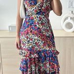 Majorelle  Nolita Dress Womens Large Midi Floral Dress Patchwork Revolve Ruffle Photo 5