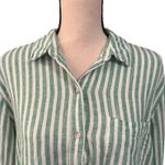 Universal Threads Universal Thread Women's White Green Stripe Linen Blend Button Up Shirt Sz M Photo 1