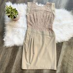 BCBGMAXAZRIA Aimee Dress Taupe Cream Lace Size 4 Photo 8