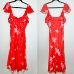 Altar'd State NWT Altar’d State Red Floral Faux Wrap Midi Dress Photo 3