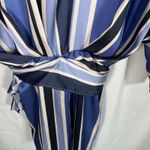ZARA New Striped Blue Romper Jumpsuit Tie Belt Womens Large Sexy Fun Date Night Photo 9