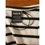 SheIn Striped Ruffle Sleeve Tie V Neck Women's Top Large L Black White Shirt Photo 5
