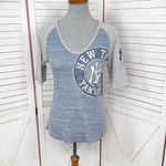 Majestic Official MLB New York Yankees V Neck Slub Tee Shirt Blue Grey Medium Photo 0