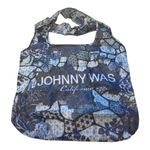 Johnny Was  10.5x17” Blue Floral Reusable Vinyl Vegan SHOPPING BAG TOTE SACK NWOT Photo 0