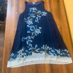 Sophie Max  Dress Medium Navy Blue Floral Print Chiffon Hi-low Sleeveless Lined Photo 0