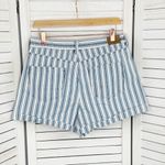American Eagle  Outfitters Striped High Rise Mom Jean Shorts Blue White 10 Cuffed Photo 2