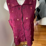 Classic Elements NWOT vintage  burgundy embroidered floral bead vest S dead stock Photo 4