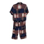 Aerie  Flannel Pajama Set Madras Plaid Check Leopard Blue Red Size Small / Medium Photo 5