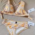 Hurley swimwear 2 pieces sunflower gold yellow rainforest print stretchy silky Photo 0