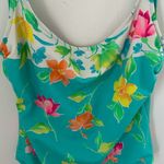 Adrienne Vittadini Aqua/Pink/Yellow Floral One Piece Bathing Suit sz 14 Photo 1