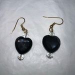 Goth Black Heart Crystal Dangle Earrings Photo 0