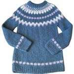 American Vintage Vintage Handknit Fair Isle Wool Sweater Blue Lavender Cream Nordic Yoke medium Photo 0