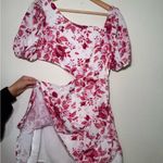 Floral Pink Cutout Dress White Size M Photo 3