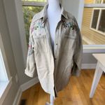 Vintage Together Light Gray Wool Floral Embroidered Shacket Shirt Jacket Medium Photo 1