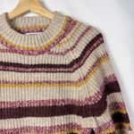 Old Navy  Beige Red Stripe Mock Neck Cropped Crewneck Sweater S Photo 3