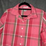 Rebecca Malone  Top XL Casual Button Up‎ 3/4 Sleeve Pink Plaid Blouse Collared Photo 4