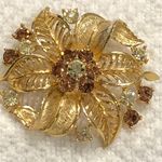 Lisner Designer Signed  Stunning Rhinestone Vintage Floral Flower Brooch Photo 1